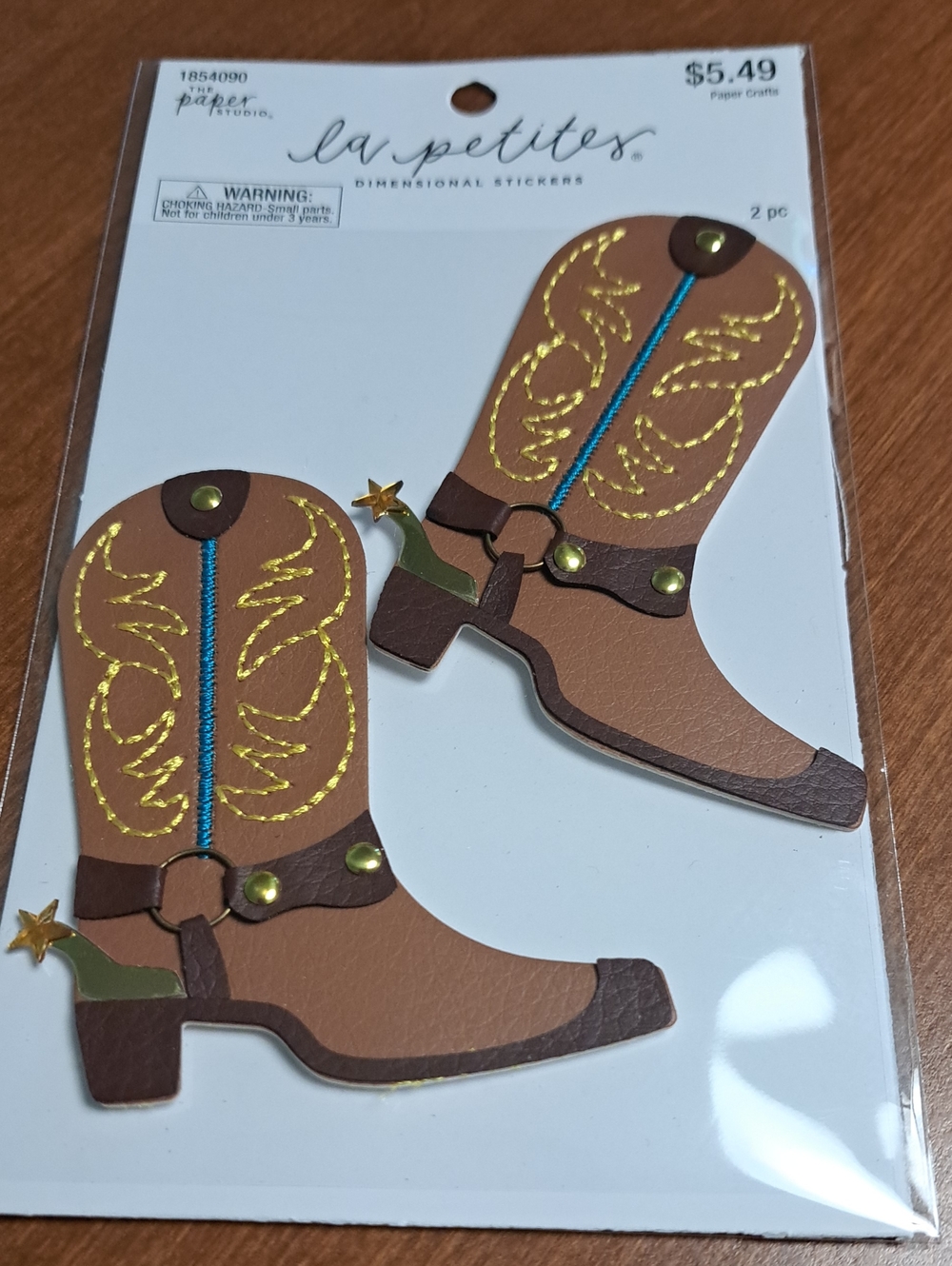 La Petites Cowboy Boot Dimensional Stickers - Brown